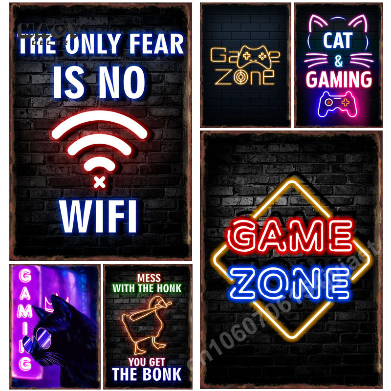 Gaming Accessories Europe - Неоновая металлическая табличка «Игровая зона» для