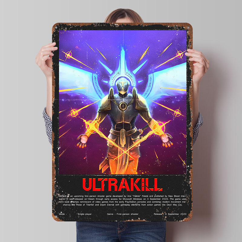 Gaming Accessories Europe - Металлический постер Ultrakill Game: Винтажные жестяные